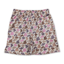 Load image into Gallery viewer, Pink brown camo pockets elastic adult women shorts