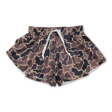 Load image into Gallery viewer, Brown camo kids girls summer active yoga shorts