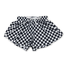 Load image into Gallery viewer, Black plaid kids girls team active summer shorts