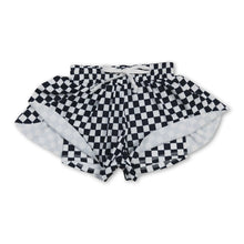 Load image into Gallery viewer, Black plaid kids girls team active summer shorts
