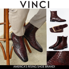 Load image into Gallery viewer, The Boss Burgundy Pythn Snk Zip-Up Leather Men Boot Limited Edition