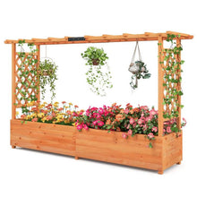 Load image into Gallery viewer, Solid Fir Wood Rectangle Raised Garden Bed with Side Trellis
