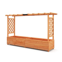 Load image into Gallery viewer, Solid Fir Wood Rectangle Raised Garden Bed with Side Trellis