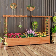 Load image into Gallery viewer, Solid Fir Wood Rectangle Raised Garden Bed with Side Trellis