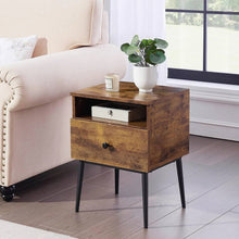 Load image into Gallery viewer, Set of 2 - Mid Century Modern Side Table Nightstand in Brown Black Wood Finish