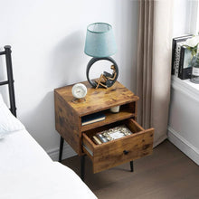 Load image into Gallery viewer, Set of 2 - Mid Century Modern Side Table Nightstand in Brown Black Wood Finish