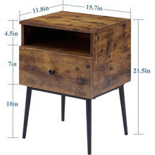 Load image into Gallery viewer, Set of 2 - Mid Century Modern Side Table Nightstand in Brown Black Wood Finish