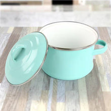 Load image into Gallery viewer, Small 1-Quart Turquoise Enameled Steel Dutch Oven with Lid