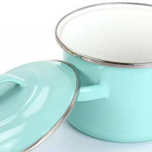 Load image into Gallery viewer, Small 1-Quart Turquoise Enameled Steel Dutch Oven with Lid
