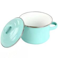 Load image into Gallery viewer, Small 1-Quart Turquoise Enameled Steel Dutch Oven with Lid