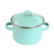 Load image into Gallery viewer, Small 1-Quart Turquoise Enameled Steel Dutch Oven with Lid