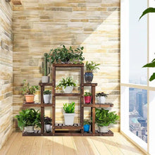 Load image into Gallery viewer, Modern Farmhouse 6-tier Wooden Bookcase Plant Stand Shelving Unit