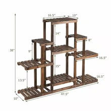 Load image into Gallery viewer, Modern Farmhouse 6-tier Wooden Bookcase Plant Stand Shelving Unit