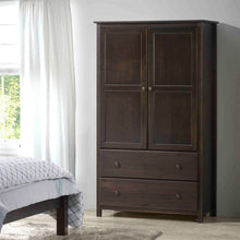 Load image into Gallery viewer, Brown Espresso Solid Wood Bedroom Armoire Wardrobe Cabinet with Hanging Bar
