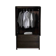 Load image into Gallery viewer, Brown Espresso Solid Wood Bedroom Armoire Wardrobe Cabinet with Hanging Bar