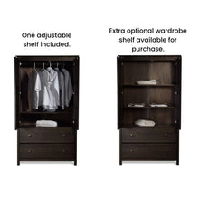 Load image into Gallery viewer, Brown Espresso Solid Wood Bedroom Armoire Wardrobe Cabinet with Hanging Bar