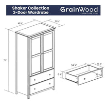 Load image into Gallery viewer, Brown Espresso Solid Wood Bedroom Armoire Wardrobe Cabinet with Hanging Bar