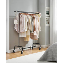 Load image into Gallery viewer, Matte Black Heavy Duty Metal Garment Rack Clothes Hanging Bar on Wheels