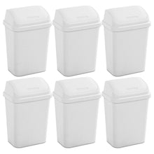 Load image into Gallery viewer, Set of 6 - White 7.8 Gallon Swing Top Kitchen Wastebasket Trash Can