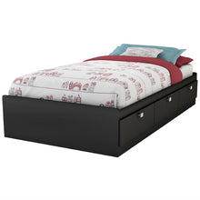 Load image into Gallery viewer, Twin size Platform Bed with 3 Storage Drawers in Black Finish