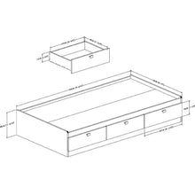 Load image into Gallery viewer, Twin size Platform Bed with 3 Storage Drawers in Black Finish
