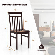 Load image into Gallery viewer, Set of 2- Modern Farmhouse Dark Wood High Back Dining Chair 280 lbs. Max Weight