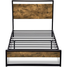 Load image into Gallery viewer, Twin size Metal Wood Platform Bed Frame with Industrial Headboard
