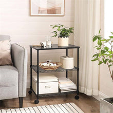 Load image into Gallery viewer, Sturdy Black Metal Wood Printer Stand Cart with 2-Shelves and Locking Casters