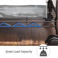 Load image into Gallery viewer, Sturdy Black Metal Wood Printer Stand Cart with 2-Shelves and Locking Casters