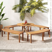 Load image into Gallery viewer, Set of 2 - Outdoor Backless Wooden Garden Bench with Modern Arch Design