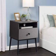 Load image into Gallery viewer, Set of 2 - Mid Century Modern Side Table Nightstand in Grey Black Wood Finish