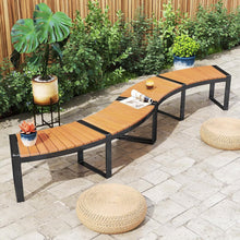 Load image into Gallery viewer, Set of 2 - Outdoor Metal Wood Backless Garden Bench with Modern Curved Design