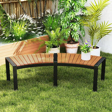 Load image into Gallery viewer, Set of 2 - Outdoor Metal Wood Backless Garden Bench with Modern Curved Design