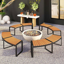 Load image into Gallery viewer, Set of 2 - Outdoor Metal Wood Backless Garden Bench with Modern Curved Design