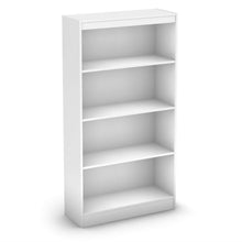 Load image into Gallery viewer, White 4-Shelf Bookcase with 2 Adjustable Shelves