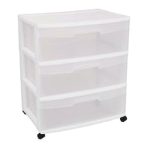Load image into Gallery viewer, Mobile 3-Drawer Storage Cart Wardrobe Home Storage Cabinet in Clear White