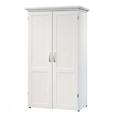 Drop Leaf Computer Desk Craft Table Armoire in White Wood Finish - Made in USA