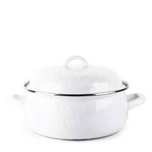 Load image into Gallery viewer, 4-Quart White Porcelain-Coated Steel Dutch Oven w/ Lid and Stainless Steel Trim