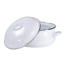 Load image into Gallery viewer, 4-Quart White Porcelain-Coated Steel Dutch Oven w/ Lid and Stainless Steel Trim