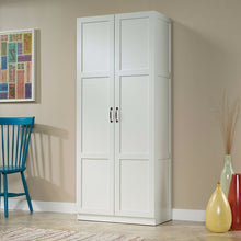 Load image into Gallery viewer, White Wardrobe Storage Cabinet with 4 Shelves and Panel Doors