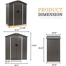 Load image into Gallery viewer, 5 x 3 ft. Outdoor Grey Metal Garden Storage Shed