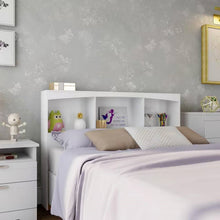 Load image into Gallery viewer, Full size Modern Farmhouse Bookcase Headboard in White Wood Finish