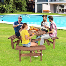 Load image into Gallery viewer, Solid Cedar Wood Outdoor Picnic Table with 3 Benches Patio Garden Dining Set