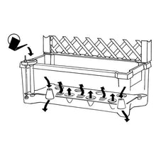 Load image into Gallery viewer, Outdoor Self-Watering Garden Planter with Trellis and Wheels in Grey Plastic