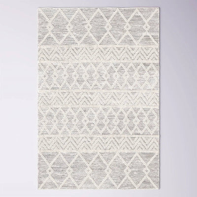 6-ft. x 9-ft. Hand Woven Wool Blend Grey Beige Ivory Persian Style Area Rug