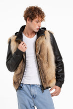 Load image into Gallery viewer, The Melbourne Pure Wolf Fur Leather Black Men Jacket