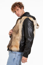 Load image into Gallery viewer, The Melbourne Pure Wolf Fur Leather Black Men Jacket