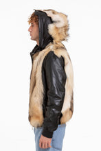 Load image into Gallery viewer, The Melbourne Pure Wolf Fur Leather Black Men Jacket