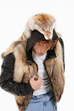 Load image into Gallery viewer, The Melbourne Pure Wolf Fur Leather Black Men Jacket