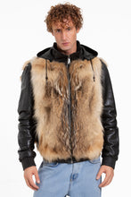 Load image into Gallery viewer, The Melbourne Pure Wolf Fur Leather Black Men Jacket